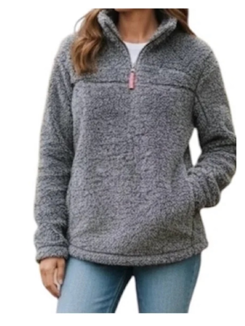 Alpine Sherpa Women’s  Gray Quarter Zip Pullover Size Large